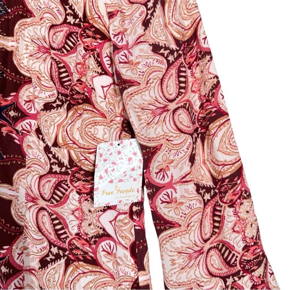 FREE PEOPLE Ossie Vibes Bell Sleeves Print Tunic Dress in Ivory - Picture 7 of 13